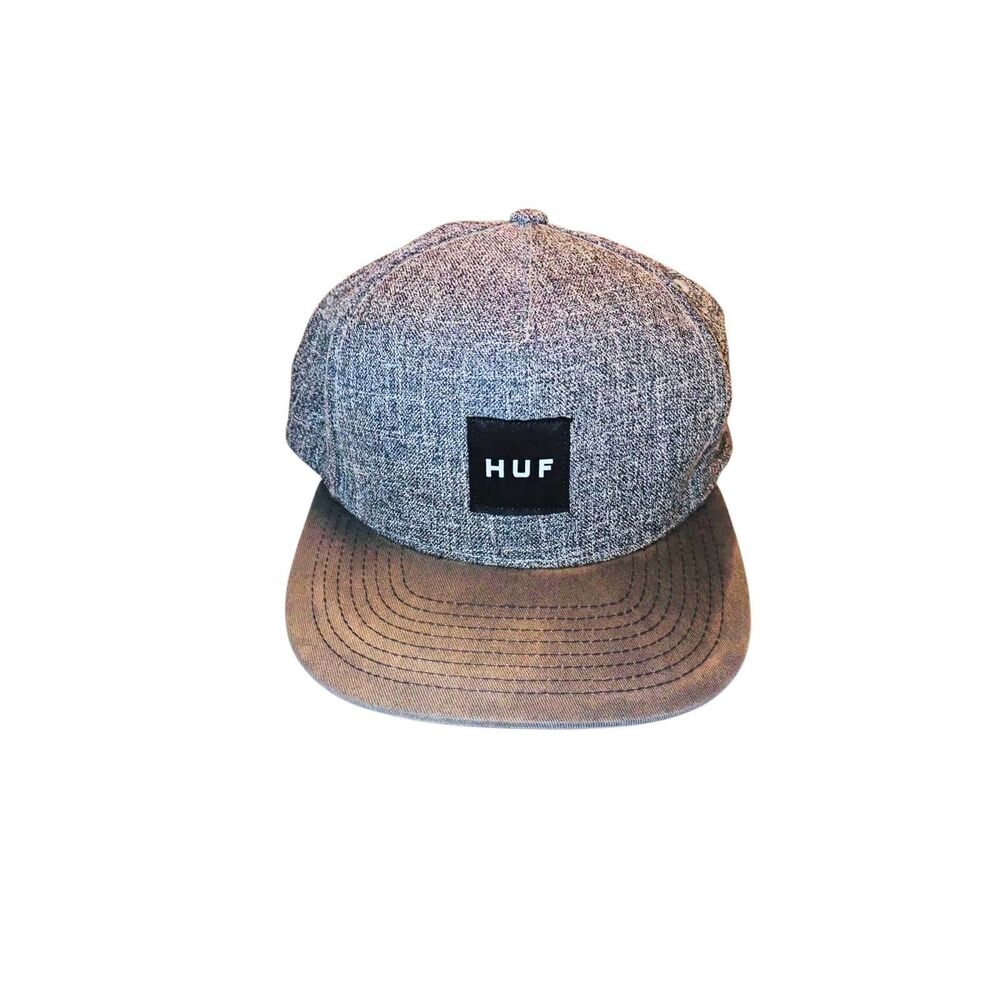 HUF Snapback Hat Unisex One Size Heather Gray Patch Logo Adjustable Casual Cap